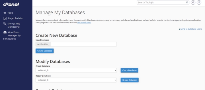 Learn how to manage databases in cPanel with this guide on creating, checking, and repairing databases for web-based applications like CMS and online shopping carts.